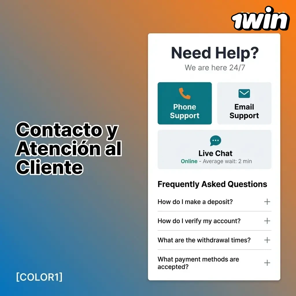 Equipo de soporte 1win disponible 24/7 por chat, email, Telegram y preguntas frecuentes para atención al cliente
