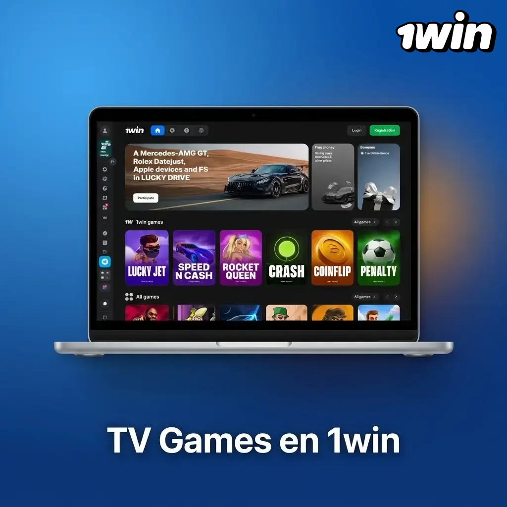 Sección TV Games en 1win Argentina con ruleta, keno, lotería, rueda de la suerte y bingo en vivo